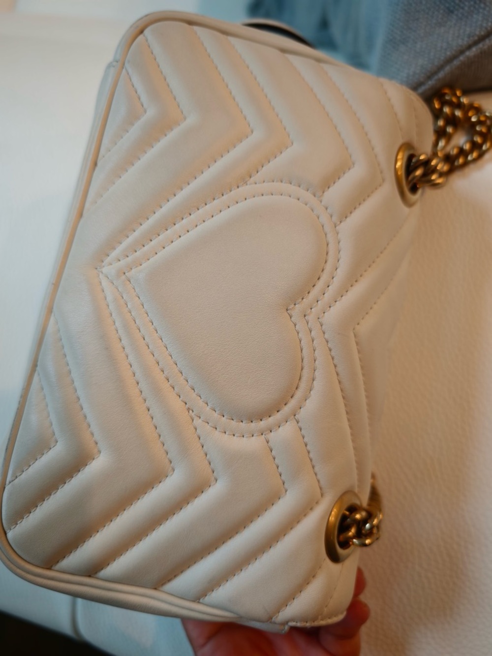 Gucci Cream GG Marmont Quilted Shoulder Bag with Gold Hardware - Picture 5 of 15